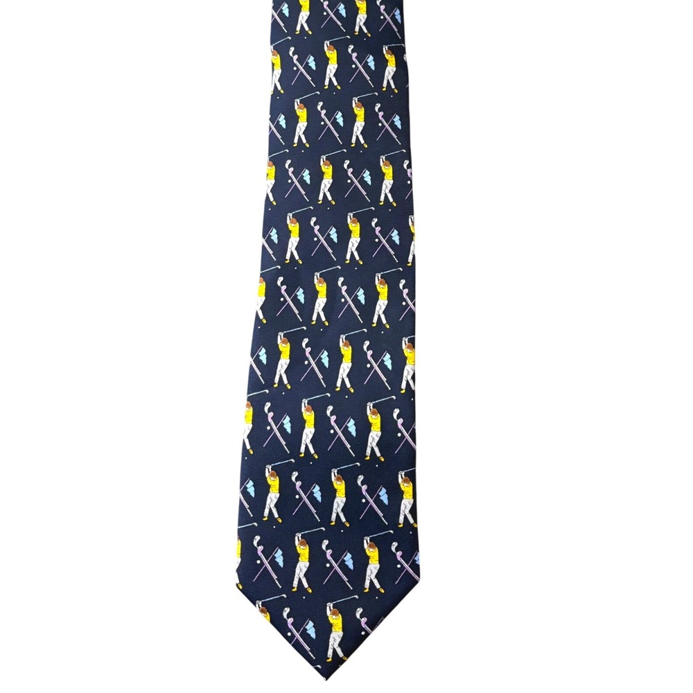 Barberini Roma Silk Tie Mens Navy Blue Golf Player Sports Novelty Necktie